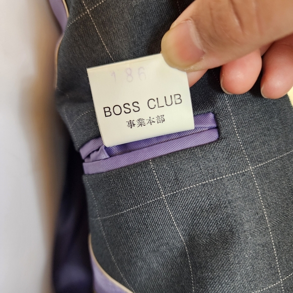 BOSS CLUB Wool Blend Mens Suit Set Jacket Pants Slim Fit Formal Wear 48 (Medium) - Picture 12 of 15
